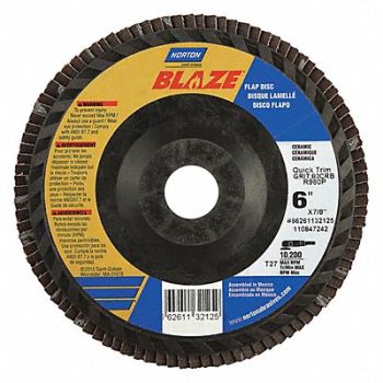 NORTON J5403 Fiber Disc 6 in Dia 7/8in Arbor 80 Grit, 52CH35