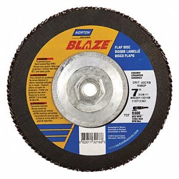 NORTON J5408 Fiber Disc 7 in Dia 5/8in Arbor 60 Grit, 52CH37