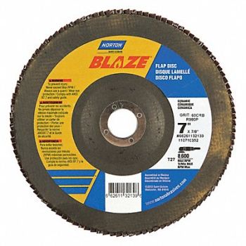 NORTON J5409 Flap Disc Medium 60 Grit 7 dia., 52CH40
