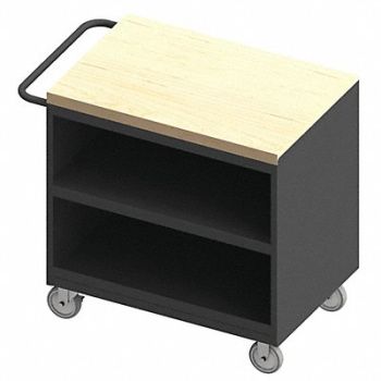 DURHAM MFG Mobile Cabinet Bench Maple 36 W 24 D, 52CK57