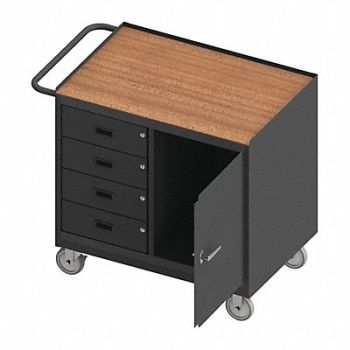 DURHAM MFG Mobile Cabinet Bench Hardboard 36 W 24 D, 52CK68