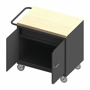DURHAM MFG Mobile Cabinet Bench Maple 36 W 24 D, 52CK72