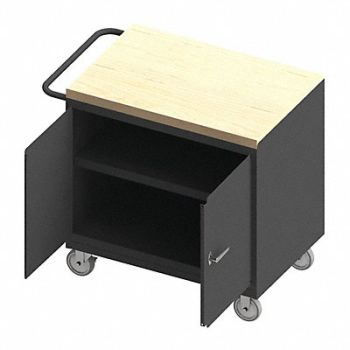 DURHAM MFG Mobile Cabinet Bench Maple 36 W 24 D, 52CK80