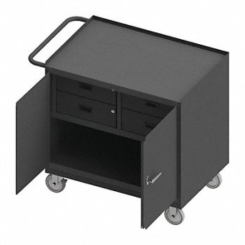 DURHAM MFG Mobile Cabinet Bench Steel 36 W 24 D, 52CK89
