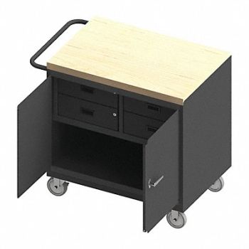 DURHAM MFG Mobile Cabinet Bench Maple 36 W 24 D, 52CK90