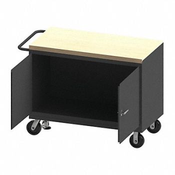 DURHAM MFG Mobile Cabinet Bench Maple 48 W 24 D, 52CK94