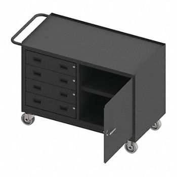 DURHAM MFG Mobile Cabinet Bench Steel 48 W 24 D, 52CL81