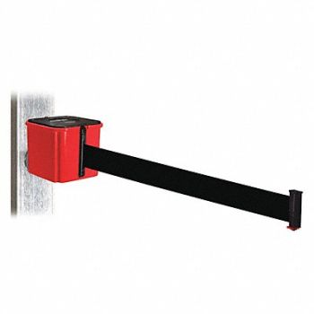 RETRACTA-BELT Belt Barrier 4-1/4 H Black Belt Red, 52CY40