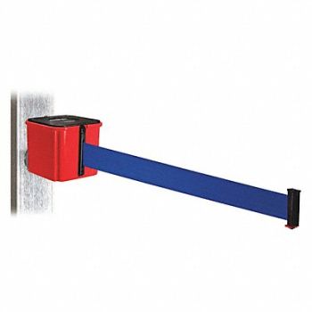 RETRACTA-BELT Belt Barrier 4-1/4 H Blue Belt Red, 52CY43