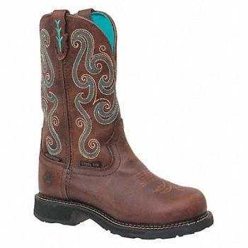 JUSTIN ORIGINAL WORKBOOTS Western Boot 11 B Brown Steel PR, 52EG58