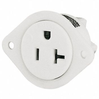 GRAINGER APPROVED Flanged Receptacle White 20A 3 Wires, 52HC27