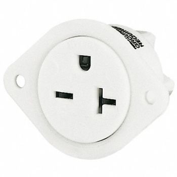 GRAINGER APPROVED Flanged Receptacle White 20A 3 Wires, 52HC29