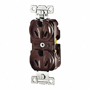 GRAINGER APPROVED Receptacle Brown 15A Back/Side 2 Poles, 52HC31