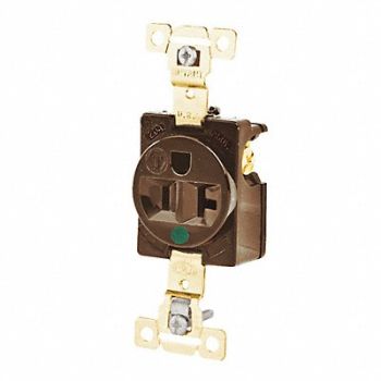 GRAINGER APPROVED Receptacle Brown 20A Back/Side 125VAC, 52HC33