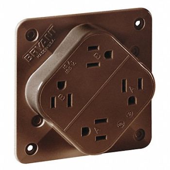 GRAINGER APPROVED Receptacle Brown 15A Back/Side 125VAC, 52HC34