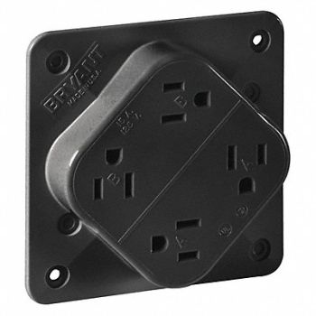 GRAINGER APPROVED Recept Black 15 A 2P3W Back Side 1PK, 52HC35
