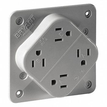 GRAINGER APPROVED Receptacle Gray 15 A 2P3W Back Side 1PK, 52HC36
