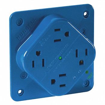 GRAINGER APPROVED Receptacle Blue Quad Outlet 15A 2 Poles, 52HC37