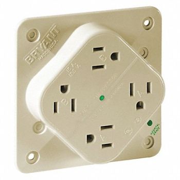 GRAINGER APPROVED Receptacle Ivory Quad Outlet 15A 2 Poles, 52HC38