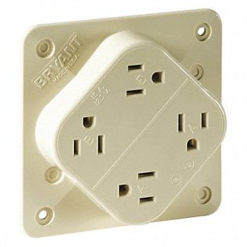 GRAINGER APPROVED Recept Ivory 15 A 2P3W Back Side 1PK, 52HC39