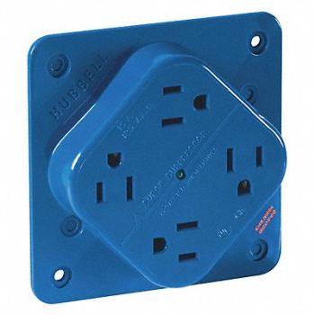 GRAINGER APPROVED Receptacle Blue Quad Outlet 15A 125VAC, 52HC41