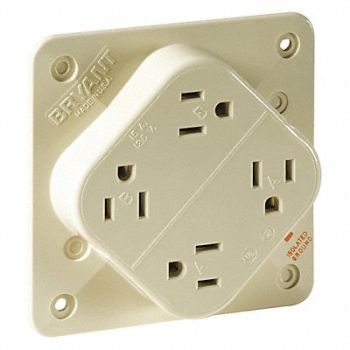 GRAINGER APPROVED Recept Ivory 15 A 2P3W Back Side 1PK, 52HC42