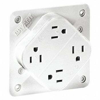 GRAINGER APPROVED Recept White 15 A 2P3W Back Side 1PK, 52HC43