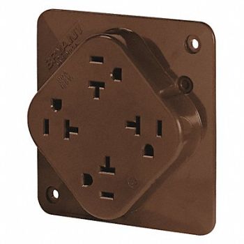 GRAINGER APPROVED Recept Brown 20 A 2P3W Back Side 1PK, 52HC44