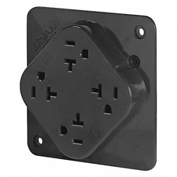 GRAINGER APPROVED Recept Black 20 A 2P3W Back Side 1PK, 52HC45
