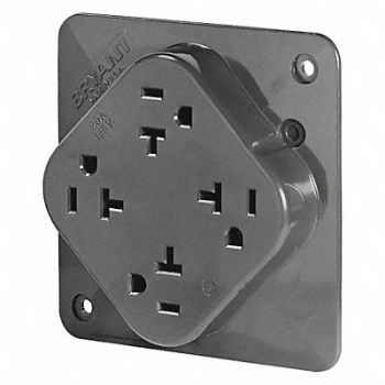 GRAINGER APPROVED Receptacle Gray 20 A 2P3W Back Side 1PK, 52HC46