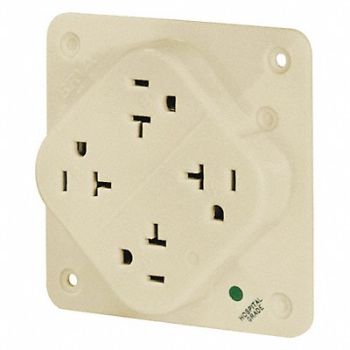 GRAINGER APPROVED Receptacle Ivory Quad Outlet 20A 2 Poles, 52HC47