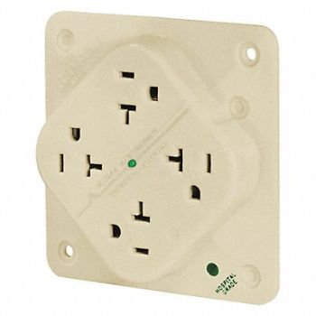 GRAINGER APPROVED Receptacle Ivory Quad Outlet 20A 3 Wires, 52HC48
