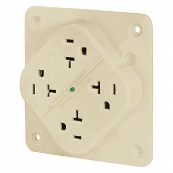 GRAINGER APPROVED Receptacle Ivory Quad Outlet 20A 125VAC, 52HC51