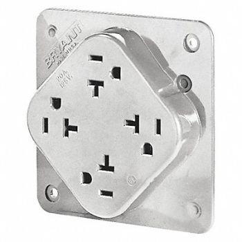 GRAINGER APPROVED Receptacle White Quad Outlet 20A 125VAC, 52HC52