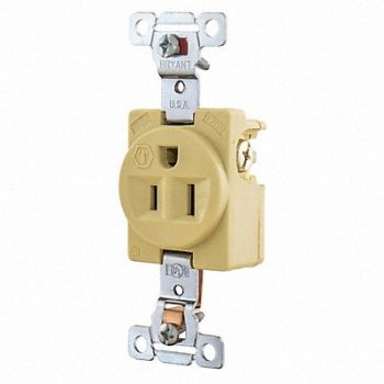 GRAINGER APPROVED Receptacle Single Outlet 15A 3 Wires, 52HC54