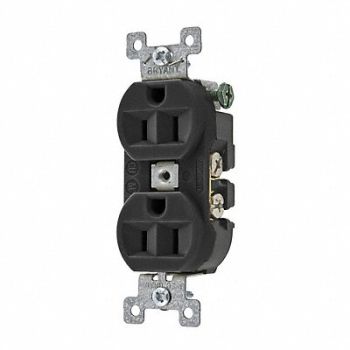 GRAINGER APPROVED Receptacle Blk 15A Back/Side Flush Mount, 52HC56