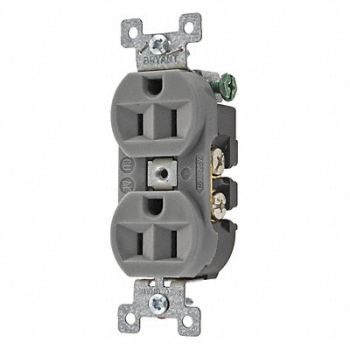 GRAINGER APPROVED Receptacle Gray 15A 3 Wires Flush Mount, 52HC57