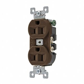GRAINGER APPROVED Receptacle Brown 15A 3 Wires Flush Mount, 52HC58