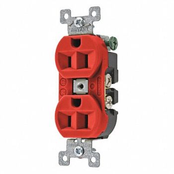 GRAINGER APPROVED Receptacle Red 15A Back/Side Flush Mount, 52HC59