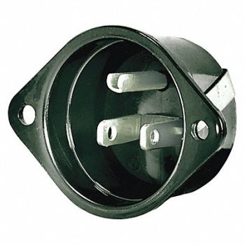 GRAINGER APPROVED Flanged Inlet Black 15 A Oval 5-15P, 52HC61