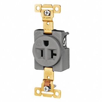 GRAINGER APPROVED Receptacle Gray 20A 3 Wires Flush Mount, 52HC62