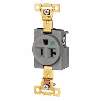 GRAINGER APPROVED Receptacle Gray 20A 125VAC Single Outlet, 52HC63