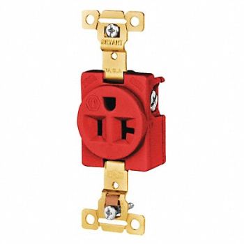 GRAINGER APPROVED Receptacle Red 20A 125VAC Single Outlet, 52HC65