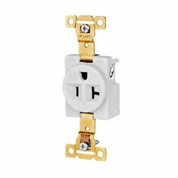 GRAINGER APPROVED Receptacle White 20A Nylon Single Outlet, 52HC66