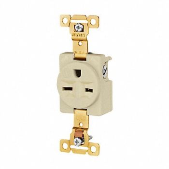 GRAINGER APPROVED Receptacle Ivory 15A Nylon Single Outlet, 52HC74