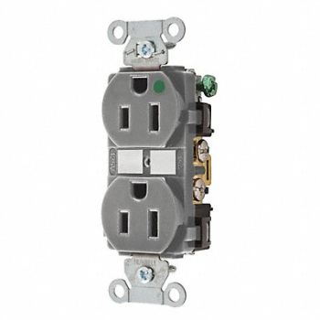GRAINGER APPROVED Receptacle Gry 15A 125VAC Duplex Outlet, 52HC75