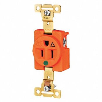GRAINGER APPROVED Receptacle Orng 15A 125VAC Single Outlet, 52HC82