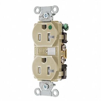 GRAINGER APPROVED Receptacle Ivory 125VAC Tamper Resistant, 52HC86