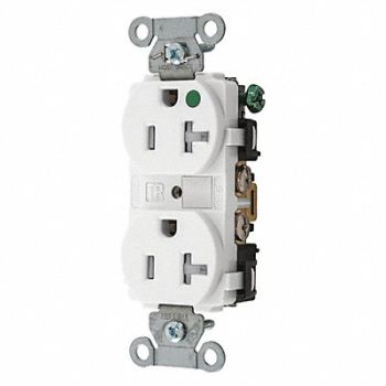 GRAINGER APPROVED Receptacle White 125VAC Tamper Resistant, 52HC88