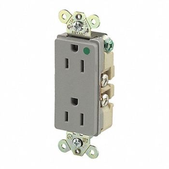 GRAINGER APPROVED Receptacle Gray 15A Back/Side 125VAC, 52HC92